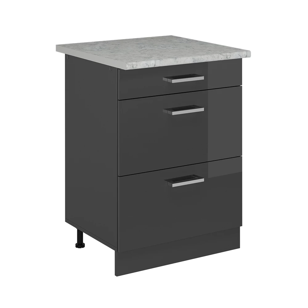 Vicco Elément haut de cuisine Anthracite Haute brillance 60cm