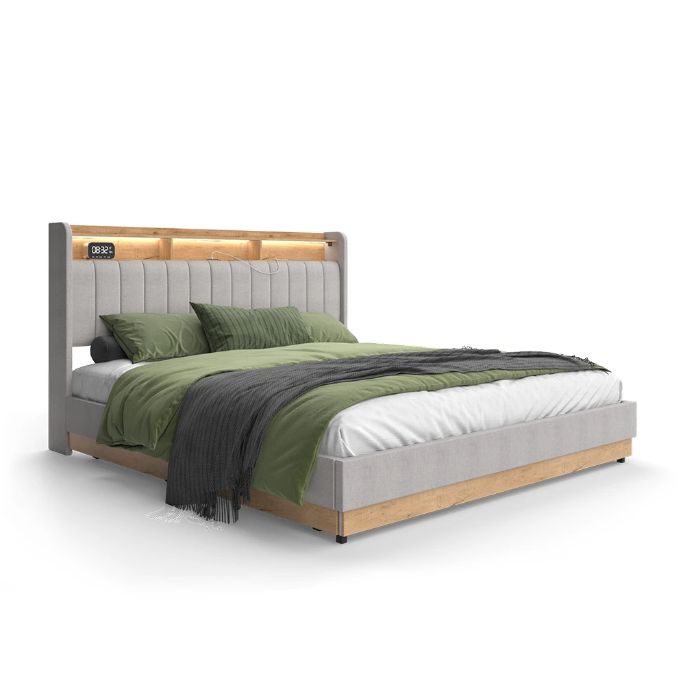 livinity® Polsterbett Grau 187.5 x 216 cm mit 4 Schubladen, Nura