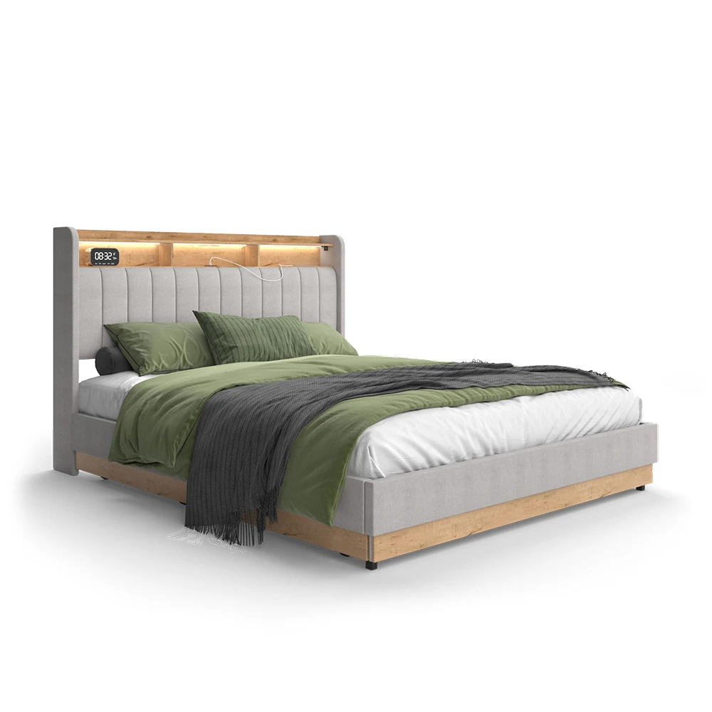 livinity® Polsterbett Grau 167.5 x 216 cm mit 4 Schubladen, Nura