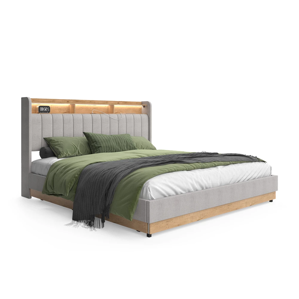 livinity® Polsterbett Grau 187.5 x 216 cm mit Matratze, Nura