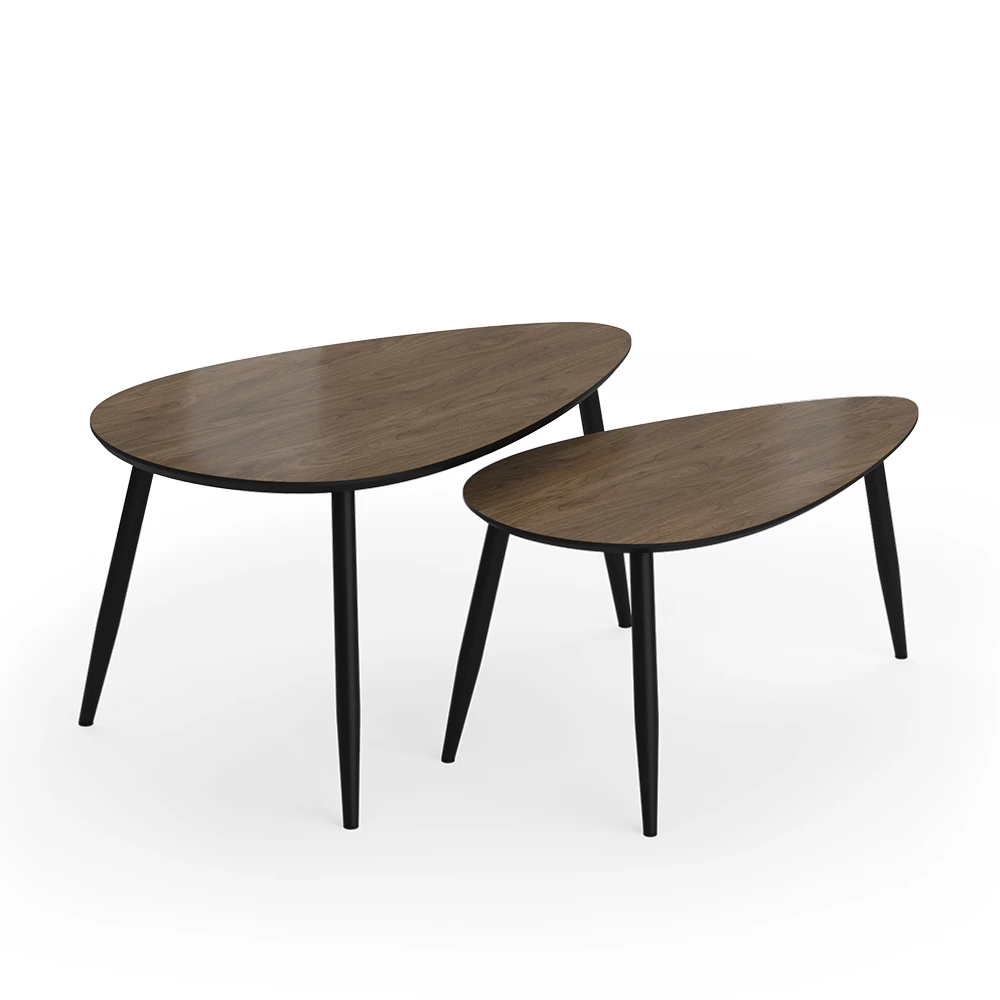 ViccoSet masă de cafea"Veyo",Nuc/negru ,98x48 cmSet, 2 părți
