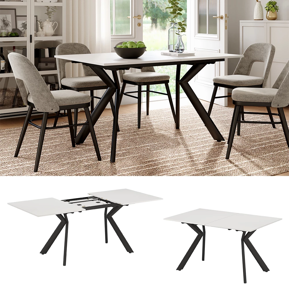 Vicco Esstisch Weiß/Schwarz 140 x 90 + ausziehbar, Trill