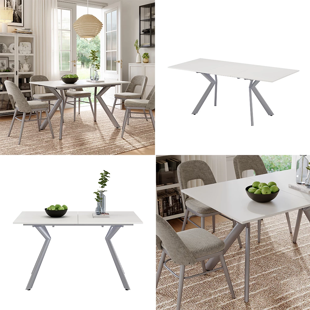 Esstisch Trill Weiß/Grau 140-190 x 90 cm ausziehbar livinity®
