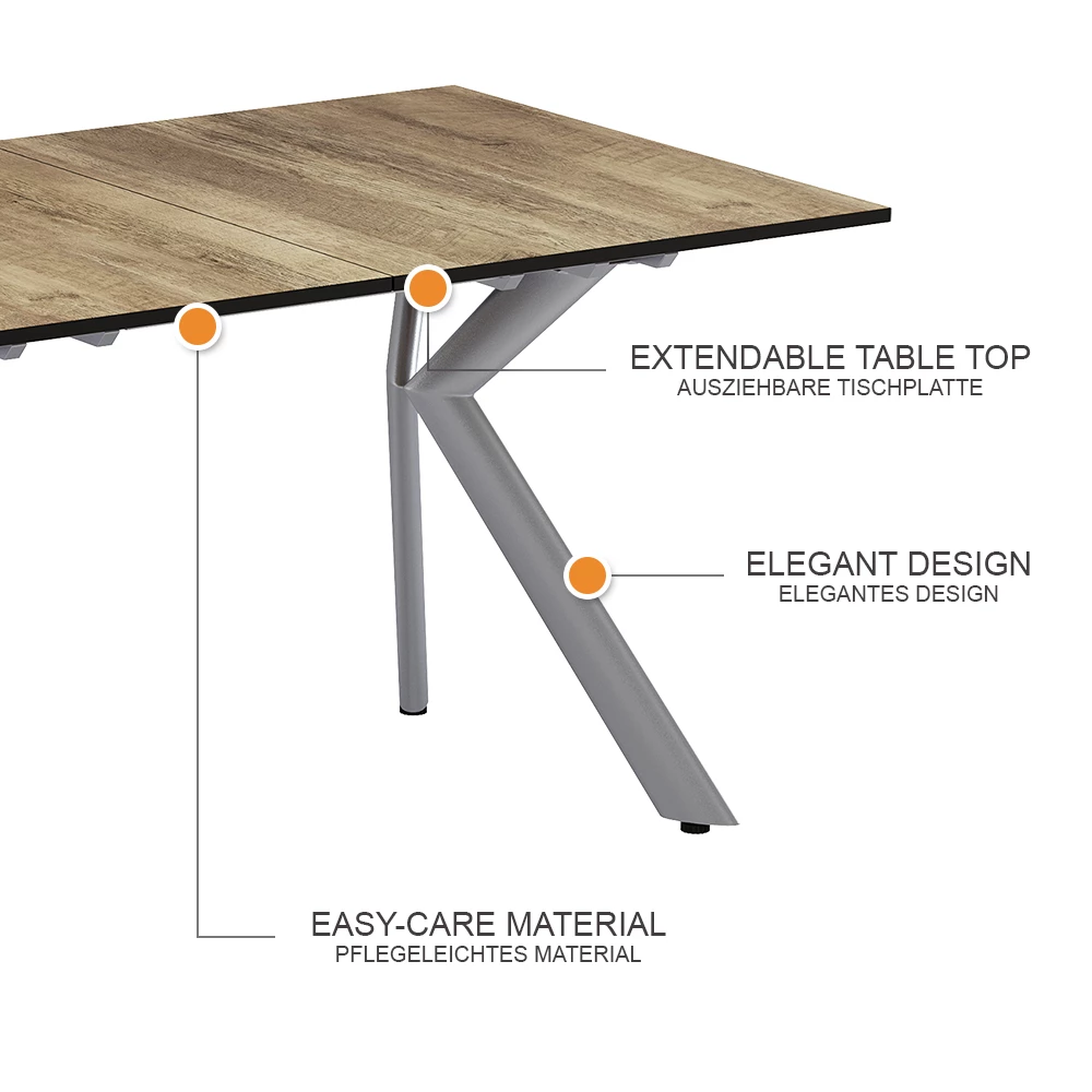 Esstisch Trill Eiche rustikal/Grau 140-190 x 90 cm ausziehbar livinity®