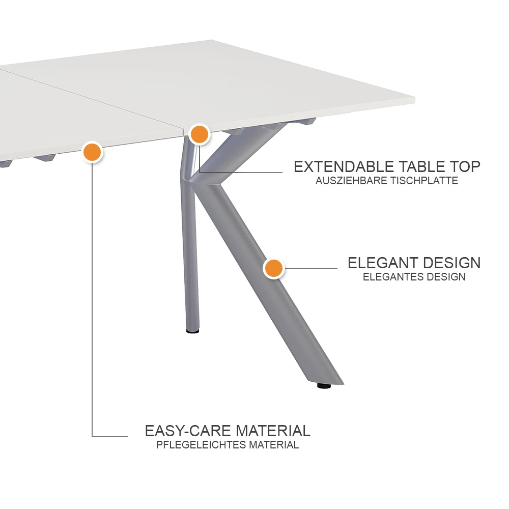 Esstisch Trill Weiß/Grau 140-190 x 90 cm ausziehbar livinity®