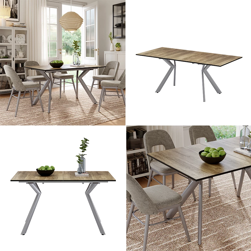 Esstisch Trill Eiche rustikal/Grau 140-190 x 90 cm ausziehbar livinity®
