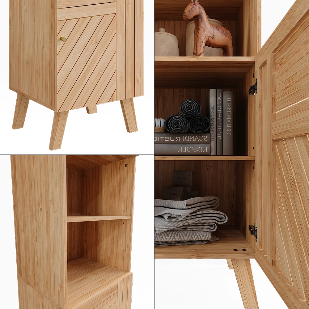 Vicco Badschrank "Lucie", Bambus, 40 x 177 cm mit 2 Türen