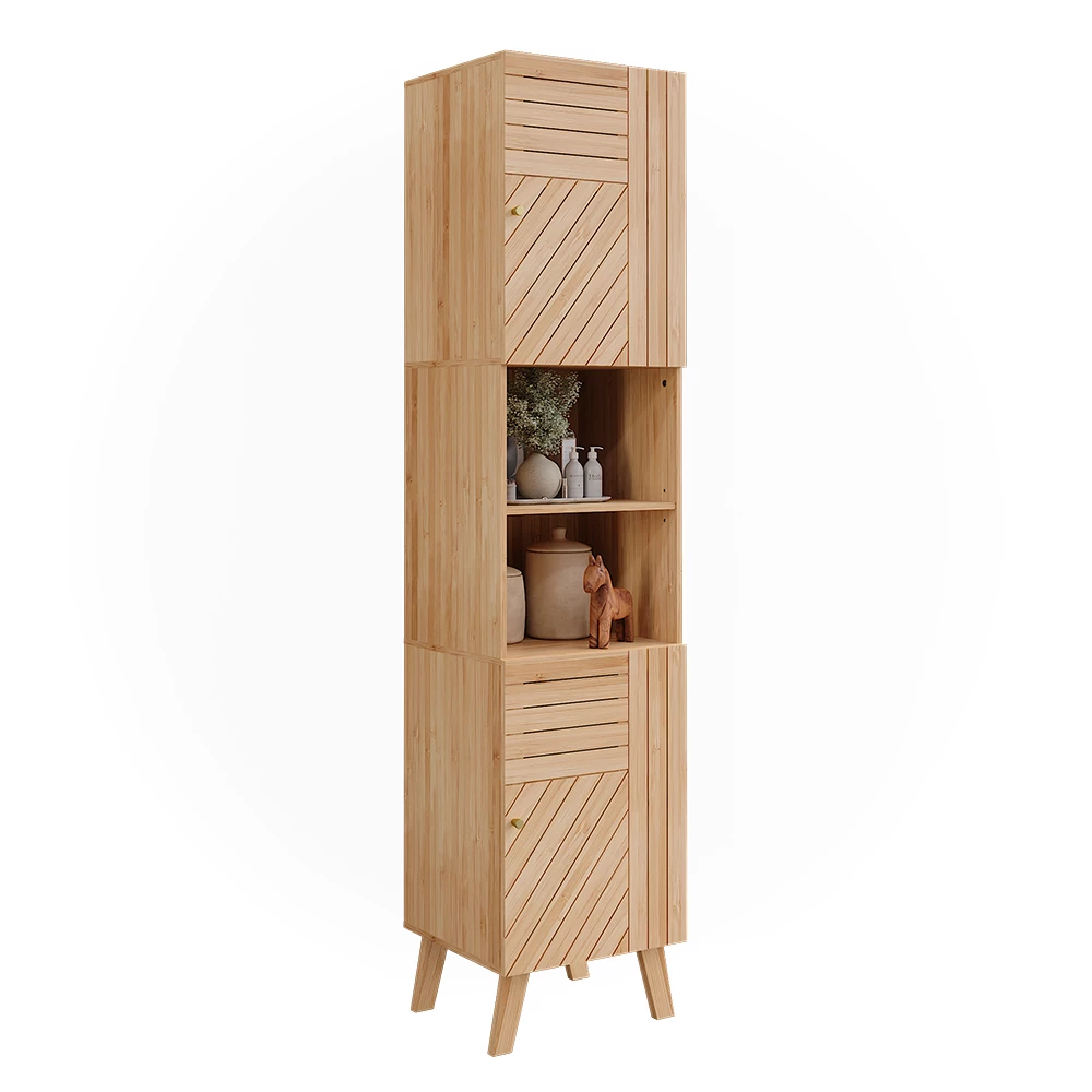 Vicco Badschrank "Lucie", Bambus, 40 x 177 cm mit 2 Türen