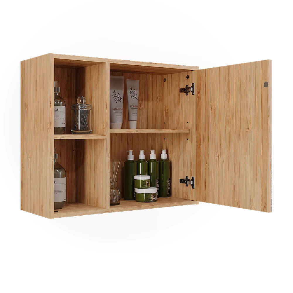 Vicco Badspiegelschrank "Lucie", Bambus, 54 x 44.5 cm mit Spiegel
