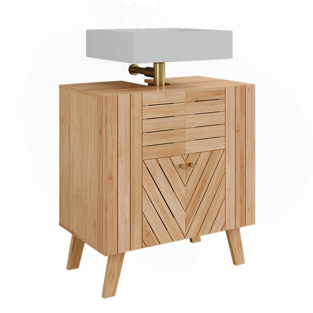 Vicco Waschbeckenunterschrank "Lucie", Bambus, 60 x 65 cm mit 2 Türen