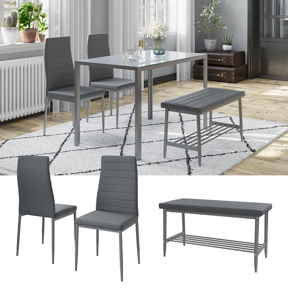Vicco Sitzbank und Stuhl sivo 85 x 46.5 cm 3-teiliges Set, Grand