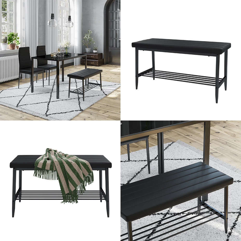Sitzbank  Grand Schwarz 85 x 35 cm livinity®