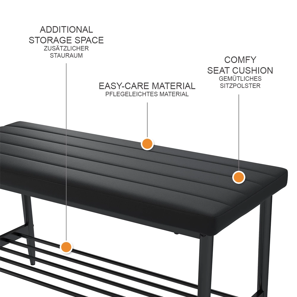 Sitzbank  Grand Schwarz 85 x 35 cm livinity®