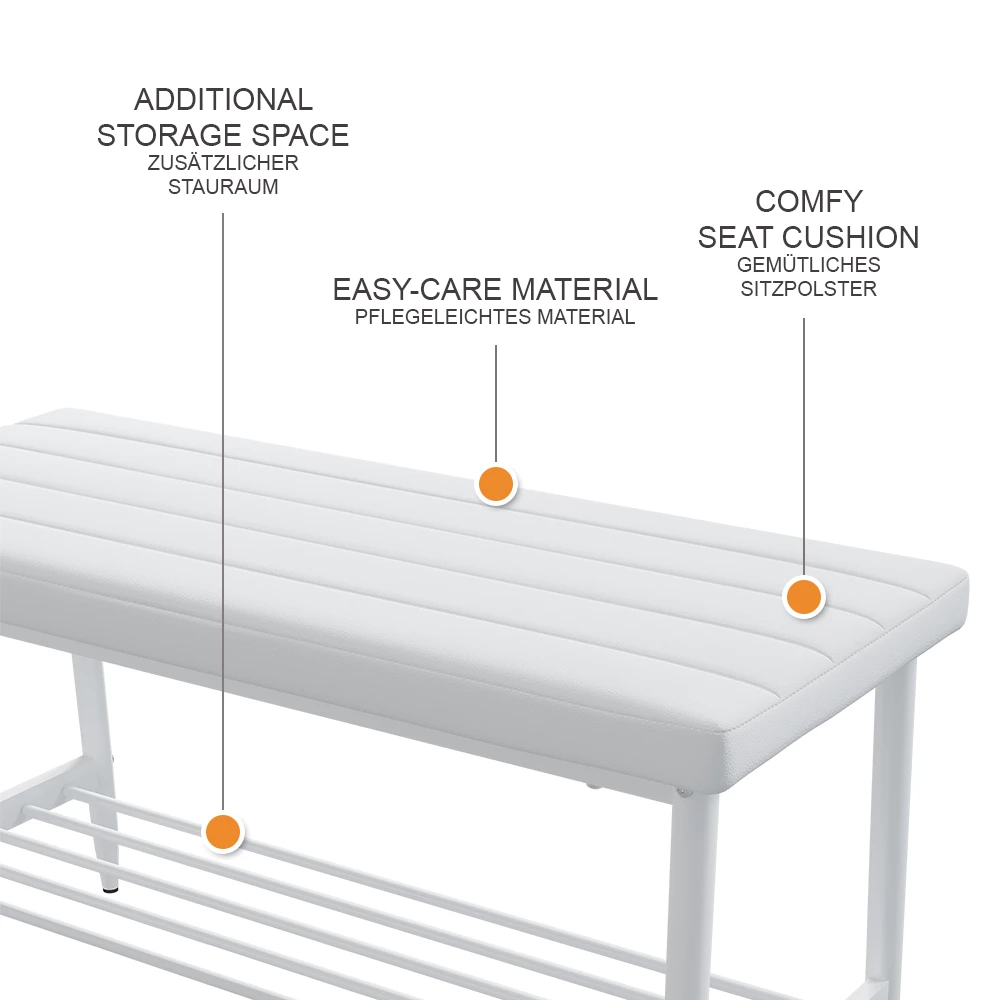 Sitzbank  Grand Weiß 85 x 35 cm livinity®