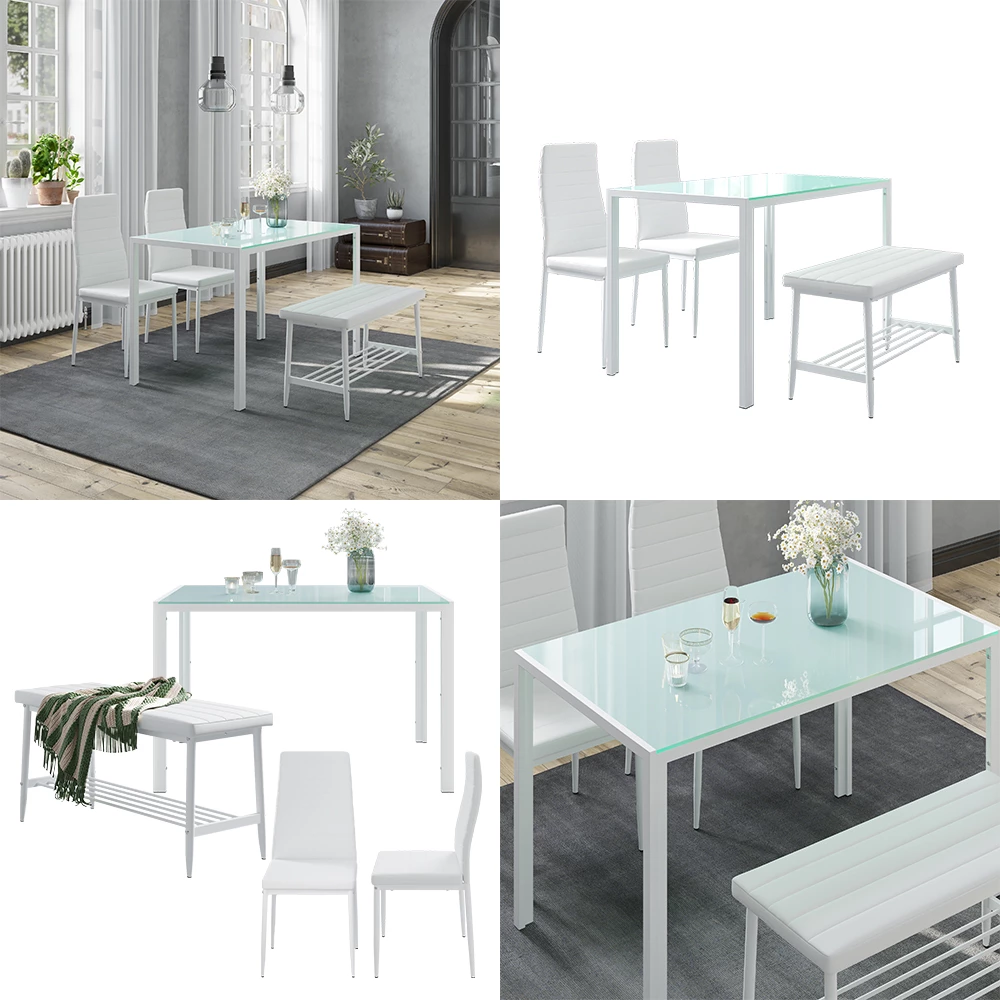 Esstisch-Set Grand Weiß 120 x 70 cm 4-teiliges Set livinity®