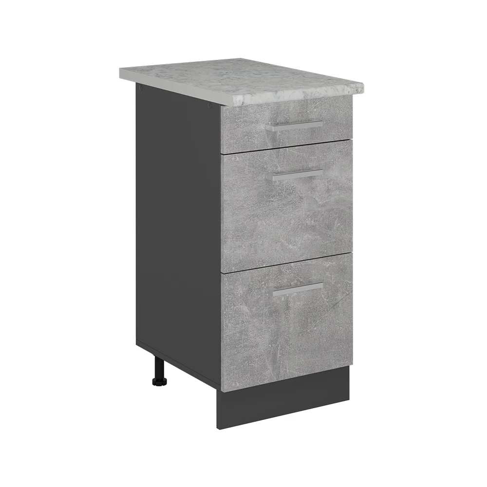 Meuble cuisine en Béton sur fond blanc