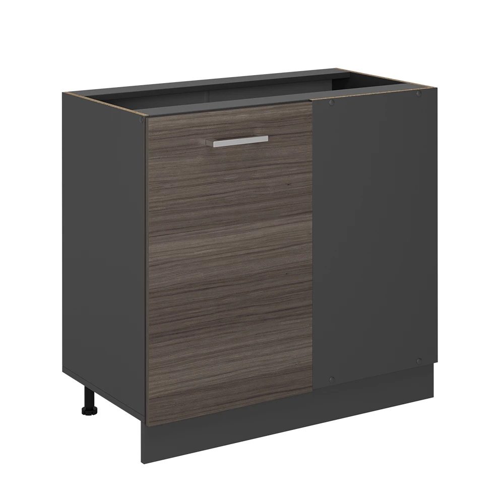 Meuble d'angle en Gris noble sur fond blanc