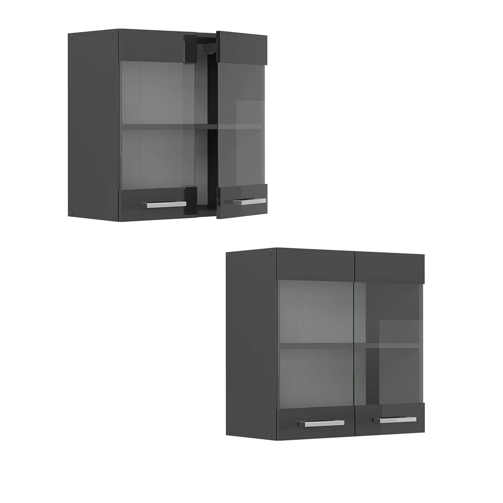 Glazen keukenkast R-Line Antraciet Hoogglans 60 cm Vicco