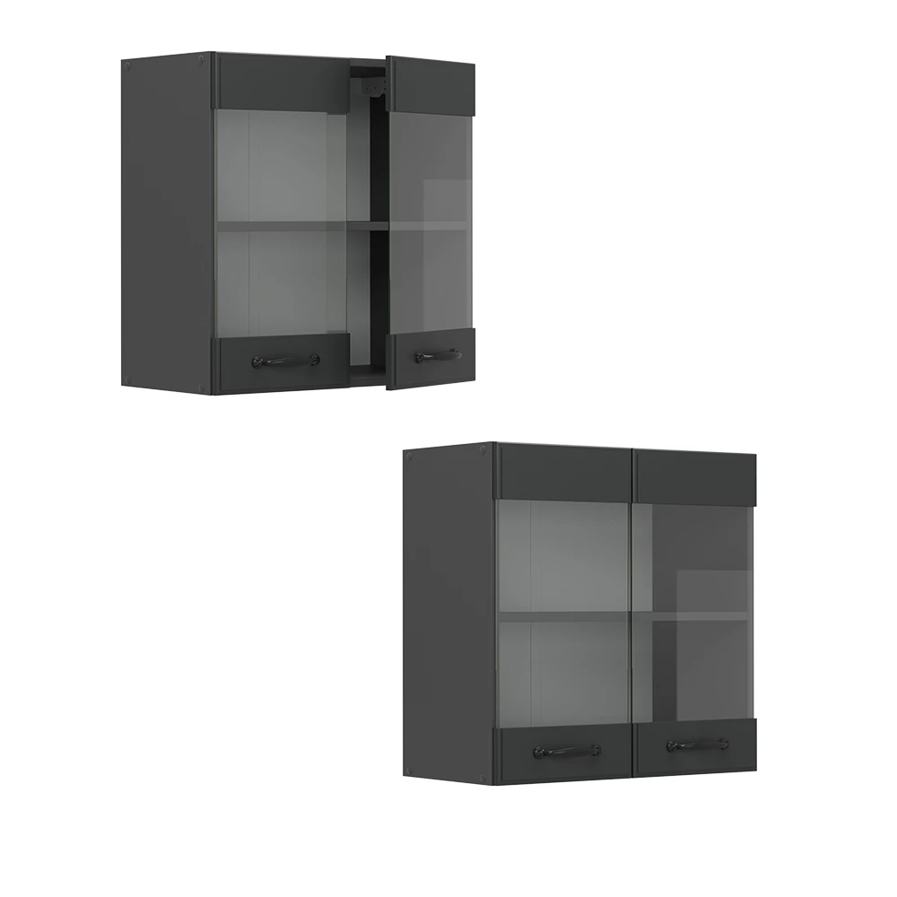 Glazen keukenkast R-Line Antraciet landhuis 60 cm Vicco