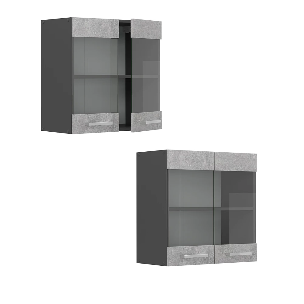 Mobile da cucina in vetro R-Line Calcestruzzo/Antracite 60 cm Vicco