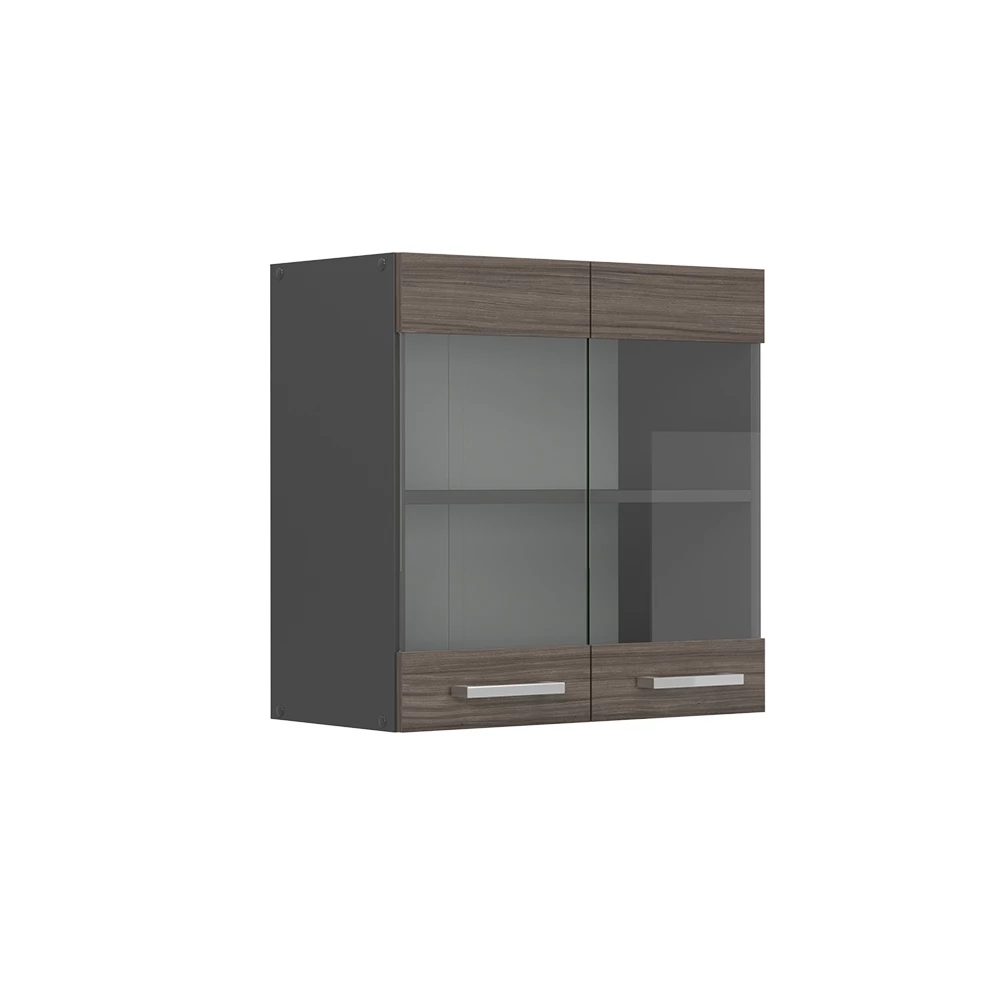 Armoire en verre en Gris noble sur fond blanc