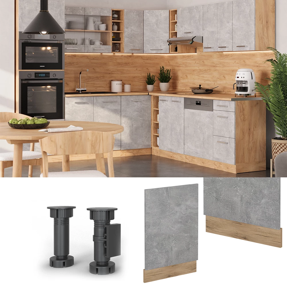 Vicco Geschirrspülblende Beton 45 cm ohne Arbeitsplatte, R-Line