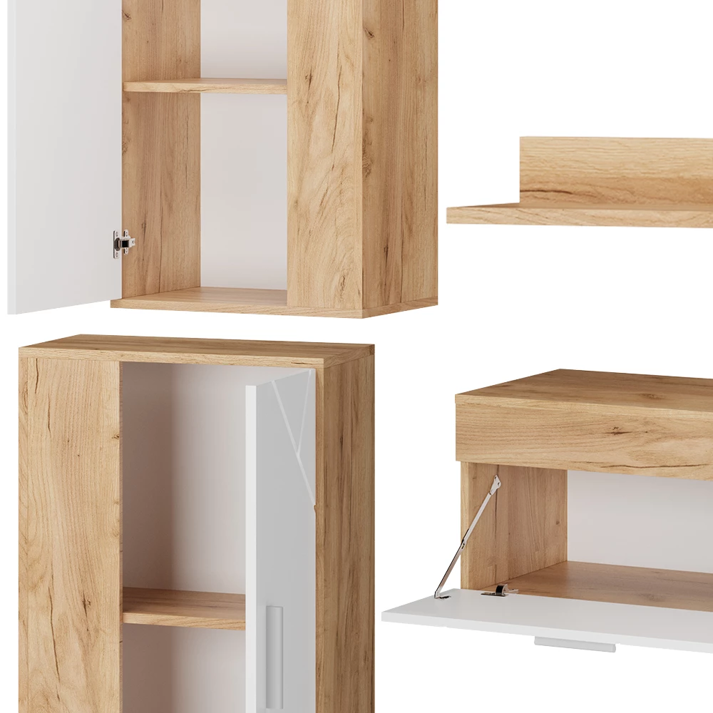 livinity® Wohnwand GKO/Weiß 4-teiliges Set, Berno