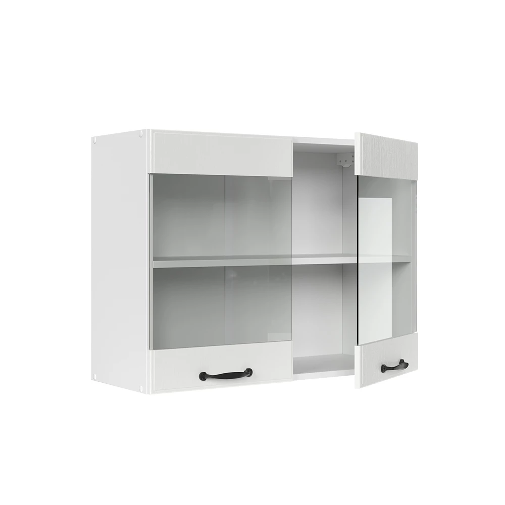 Vicco Meuble de cuisine haut vitré Blanc campagne 80cm, R-Line