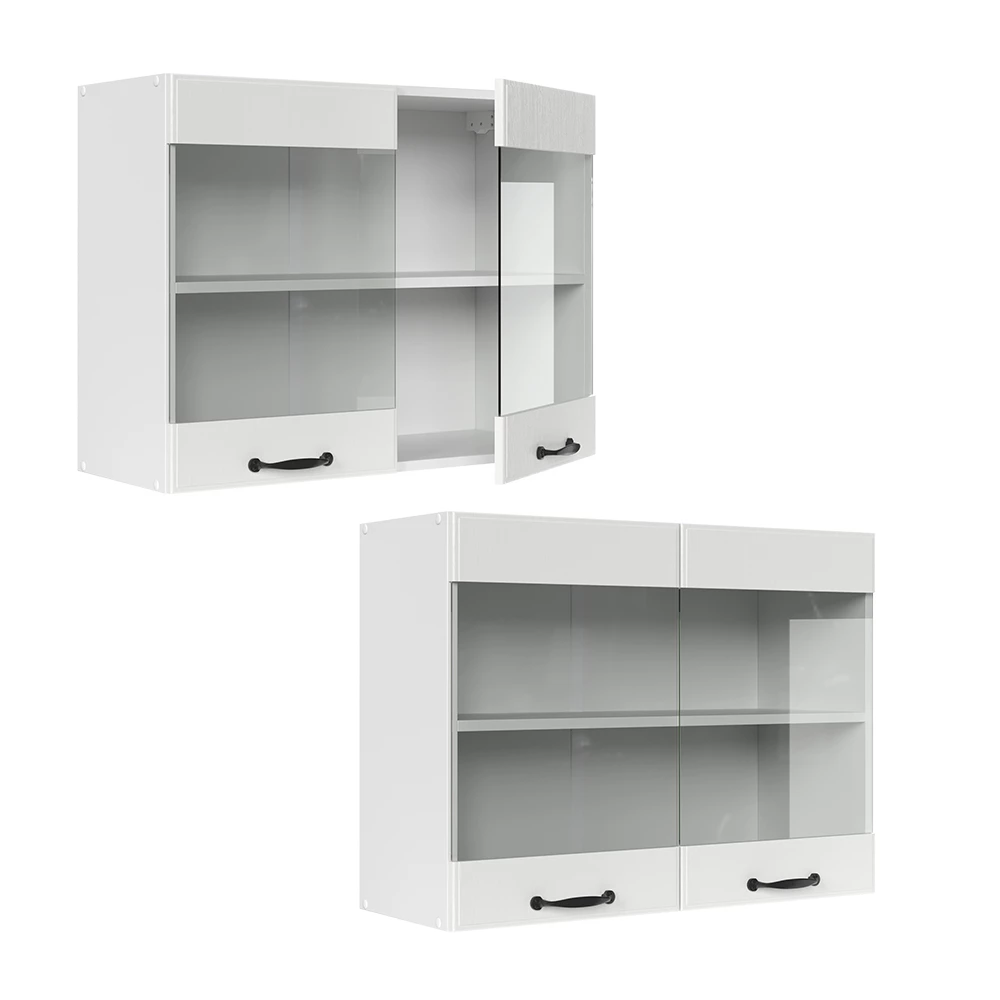 Vicco Küchenglasschrank Weiß Landhaus 80 cm, R-Line