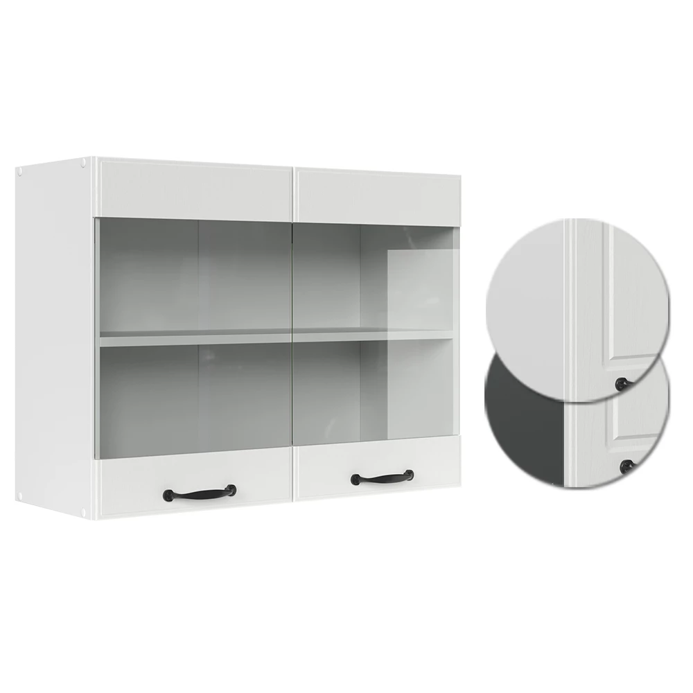 Vicco Küchenglasschrank Weiß Landhaus 80 cm, R-Line
