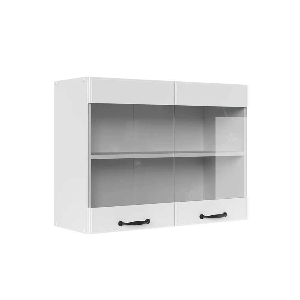 Vicco Meuble de cuisine haut vitré Blanc campagne 80cm, R-Line