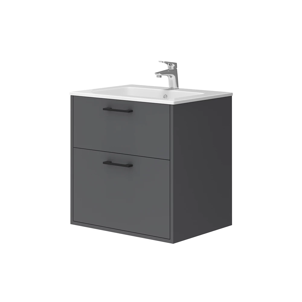 Vicco Badmöbel-Set Anthrazit 61 x 61.5 cm mit Waschbecken, Lanco
