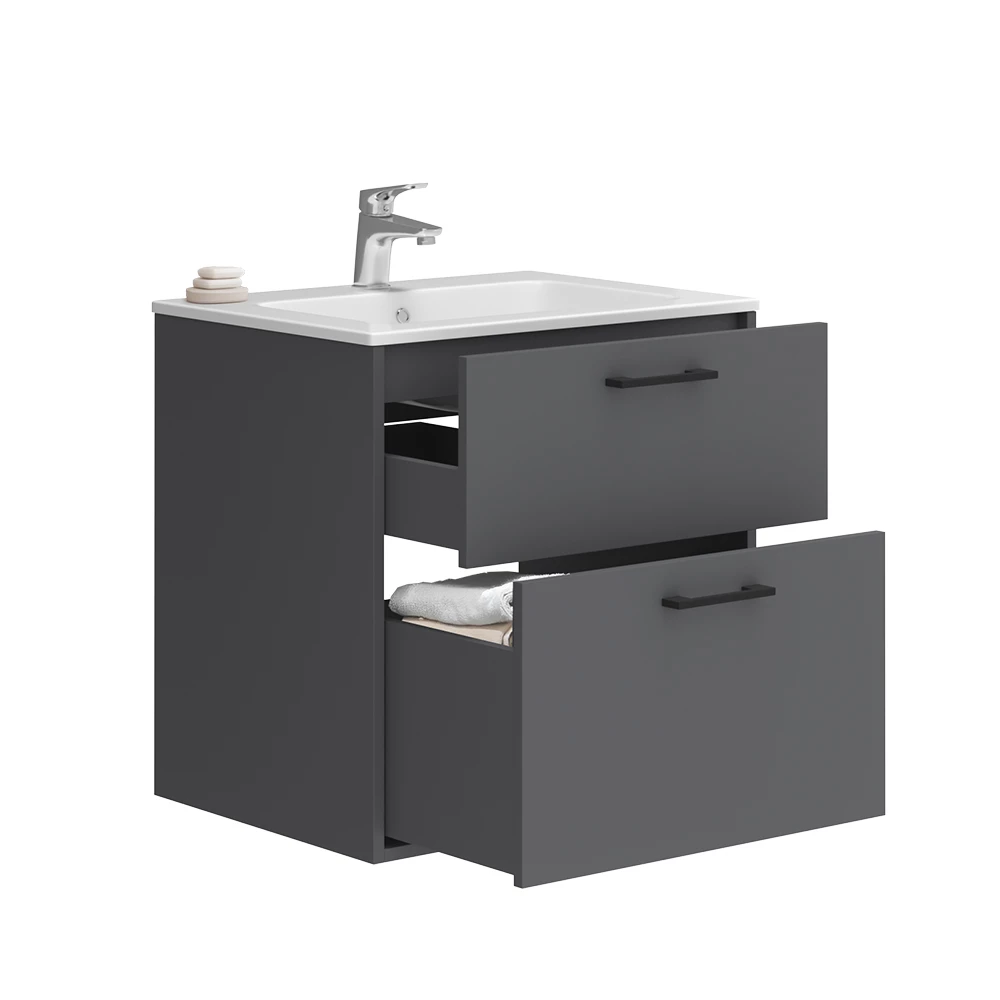 Vicco Badkamermeubelset Antraciet 61 x 61.5 cm met wastafel, Lanco