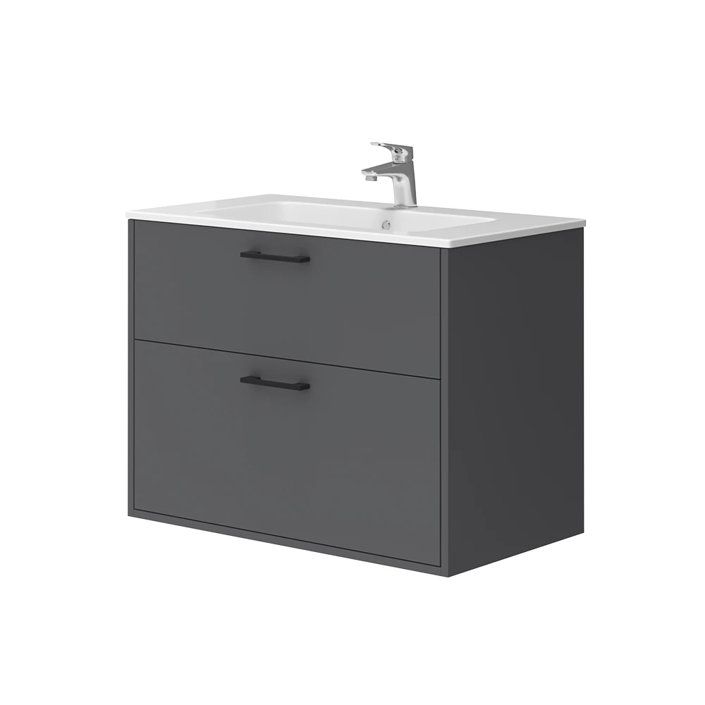 Vicco Set di mobili da bagno Antracite 80 x 61.5 cm con lavabo, Lanco