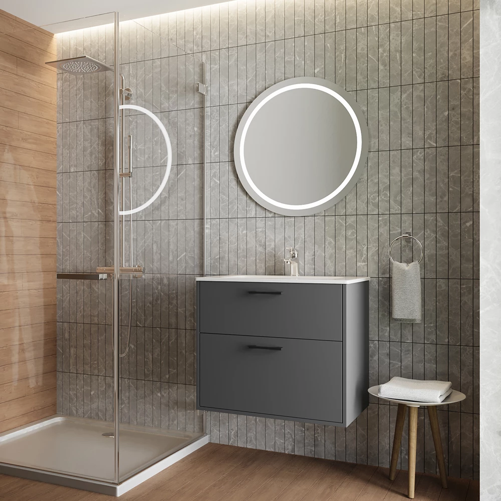 Vicco Set di mobili da bagno Antracite 80 x 61.5 cm con lavabo, Lanco