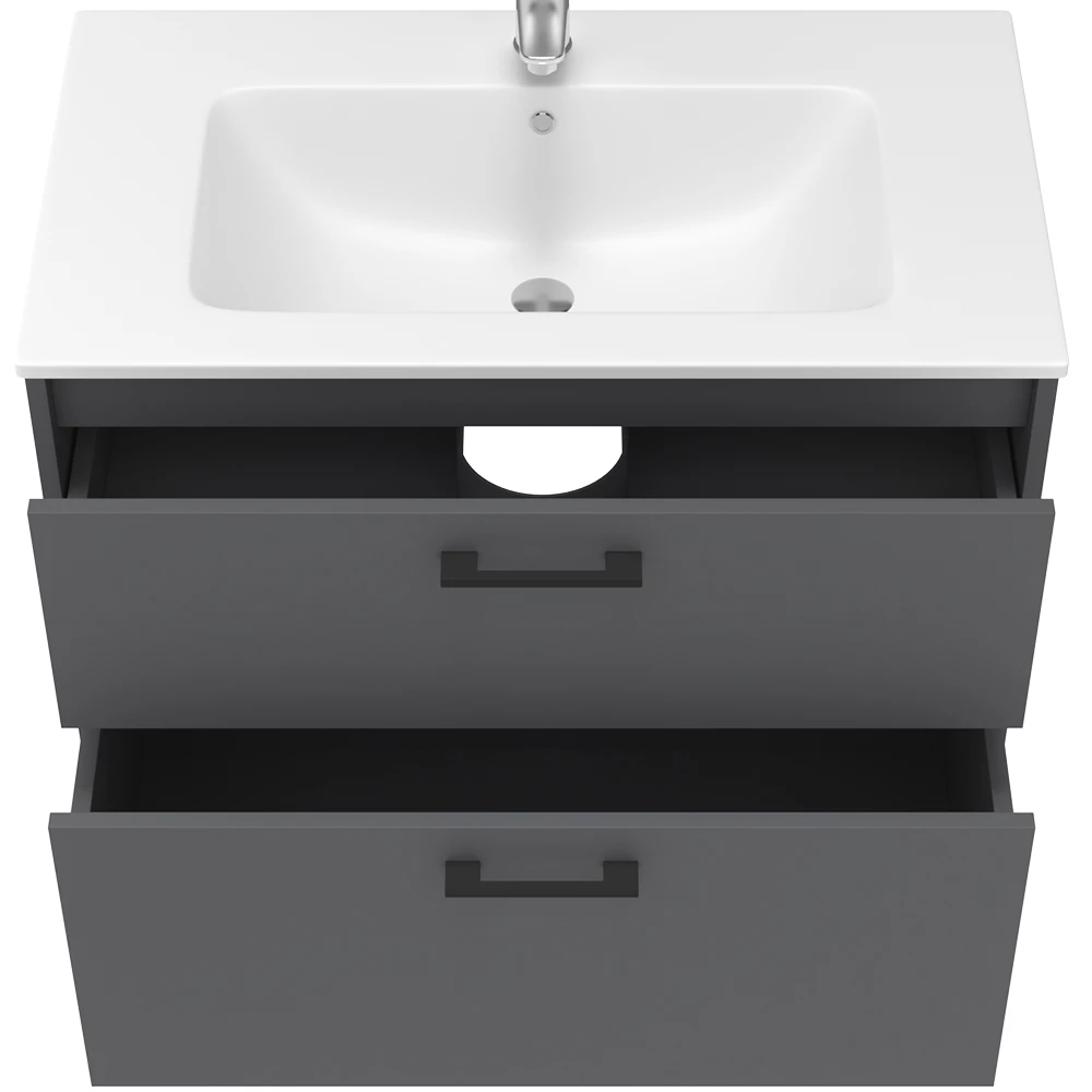Vicco Set di mobili da bagno Antracite 80 x 61.5 cm con lavabo, Lanco