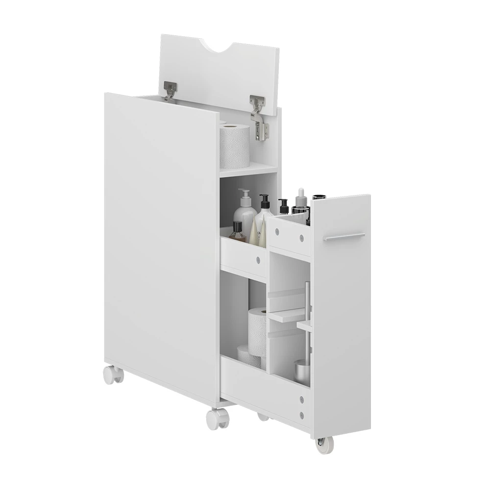 Vicco Toilettenschrank "Niva", Weiß, 18 x 71.3 cm mit ausziehbarem Fach