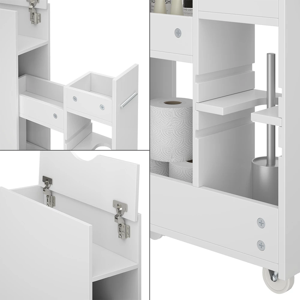 Vicco Toilettenschrank "Niva", Weiß, 18 x 71.3 cm mit ausziehbarem Fach