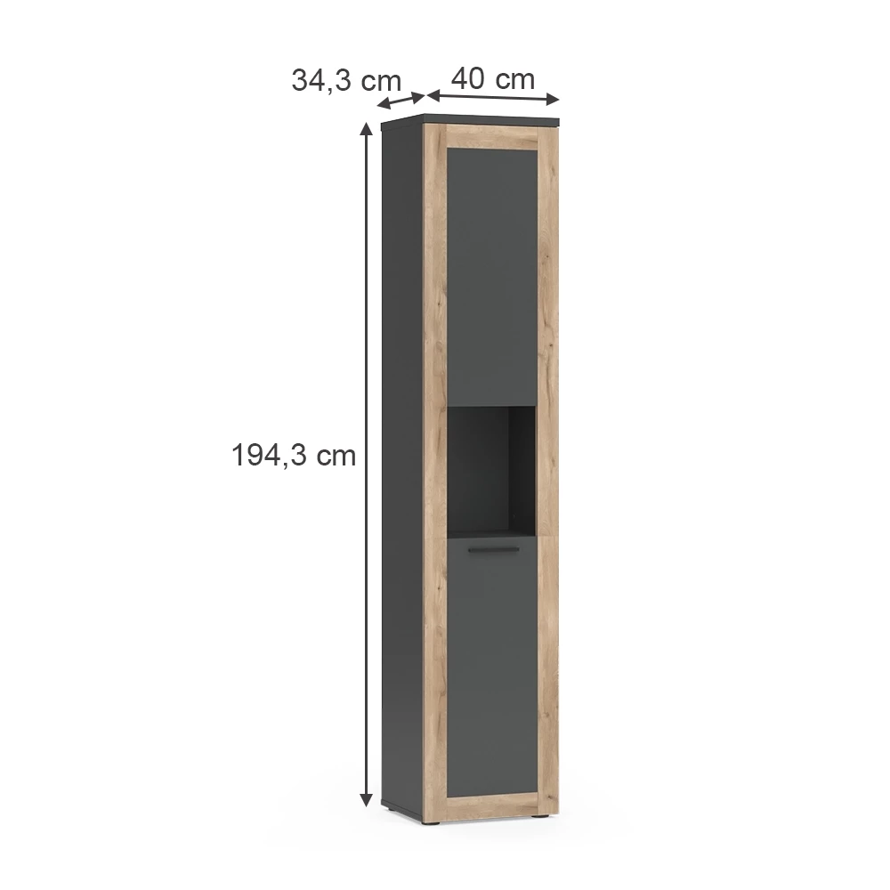 Vicco Mobiletto da bagno Antracite/quercia vichinga 40 x 194.3 cm, Niko