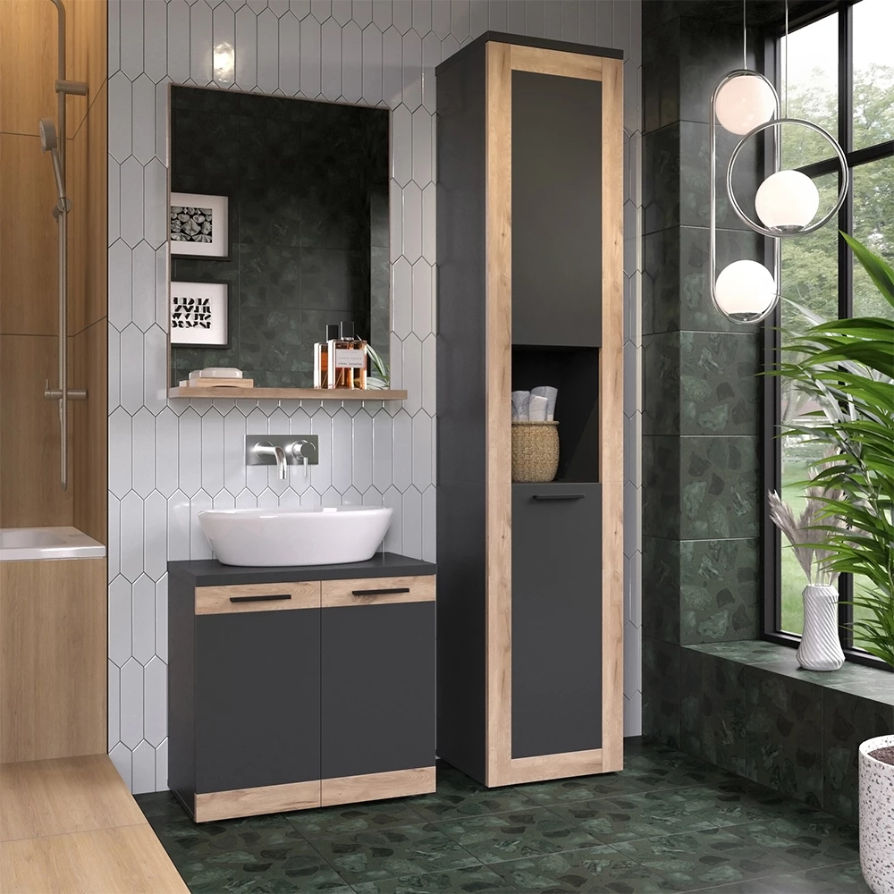 Vicco Mobiletto da bagno Antracite/quercia vichinga 40 x 194.3 cm, Niko