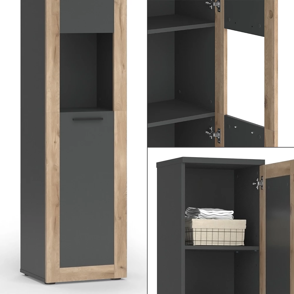 Vicco Mobiletto da bagno Antracite/quercia vichinga 40 x 194.3 cm, Niko
