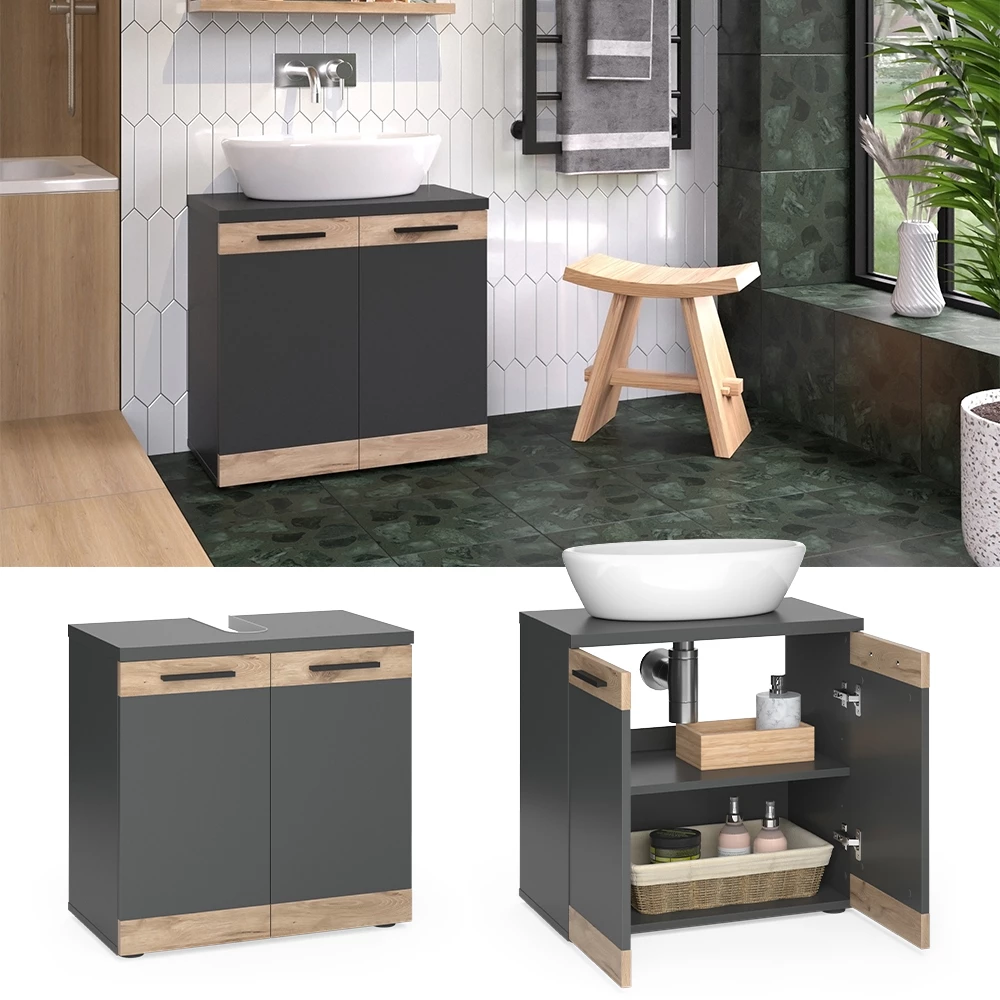 Vicco Vanity unit for washmin Antracit/dub vikingský 60 x 59.1 cm, Niko