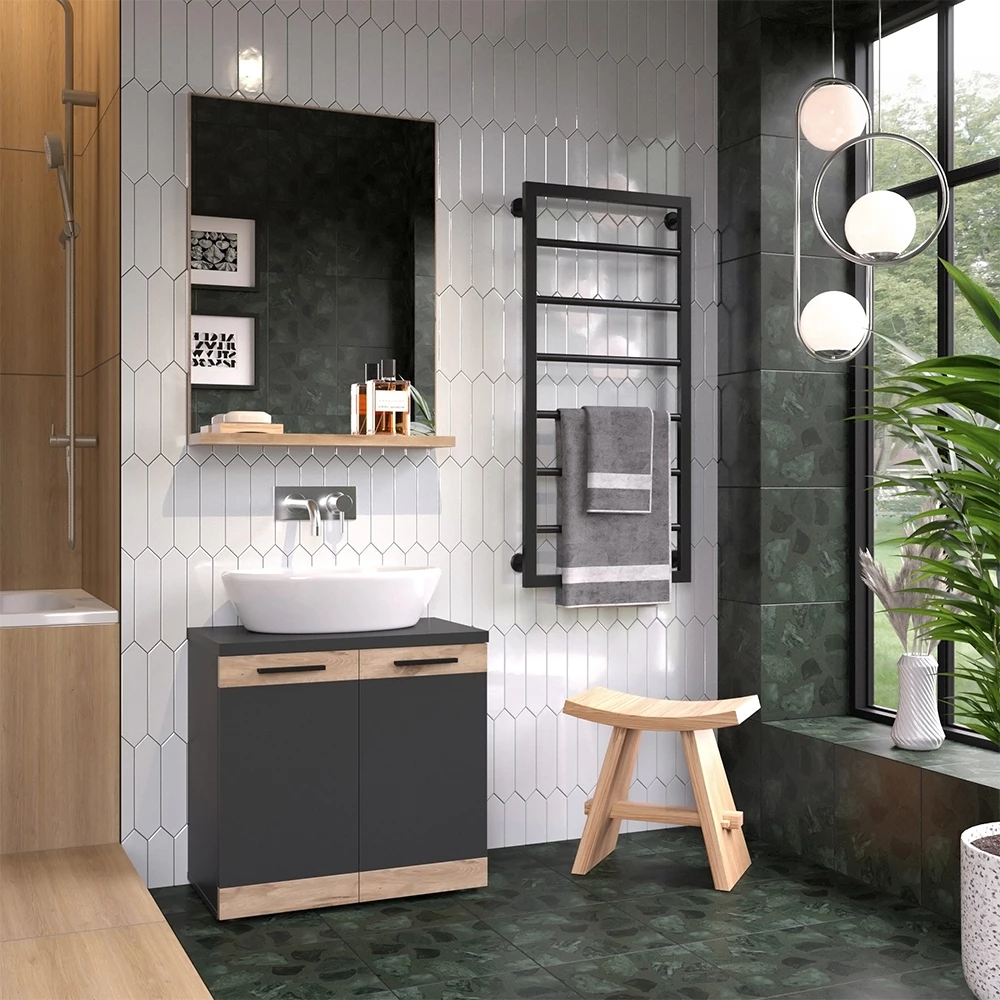 Vicco Badezimmerspiegel Anthrazit/Viking Oak 60 x 80 cm, Niko