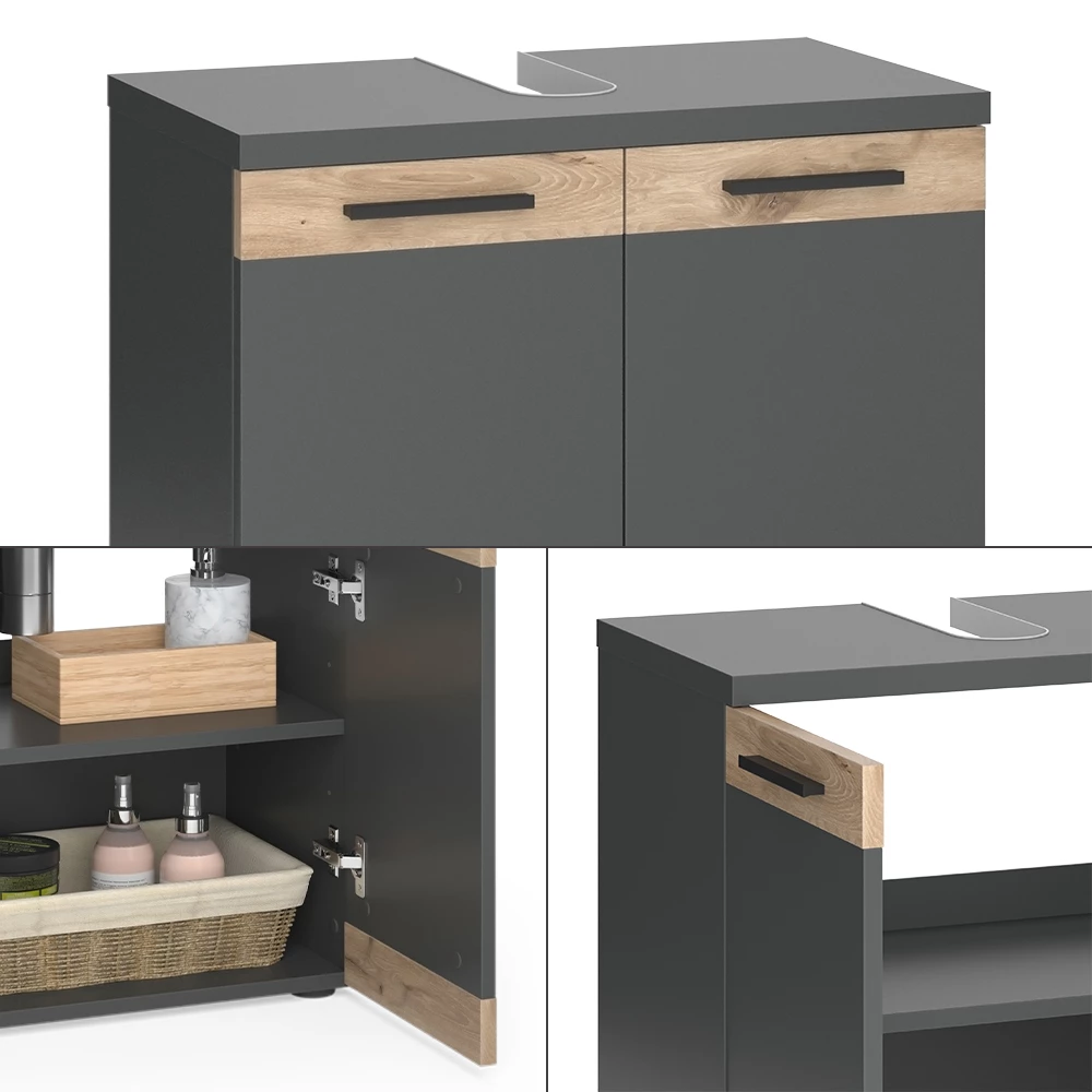 Vicco Mobiletto per lavabo Antracite/quercia vichinga 60 x 59.1 cm, Niko