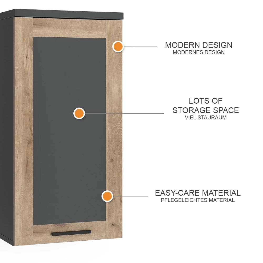 Vicco Hängeschrank Anthrazit/Viking Oak 40.3 x 79.6 cm, Niko