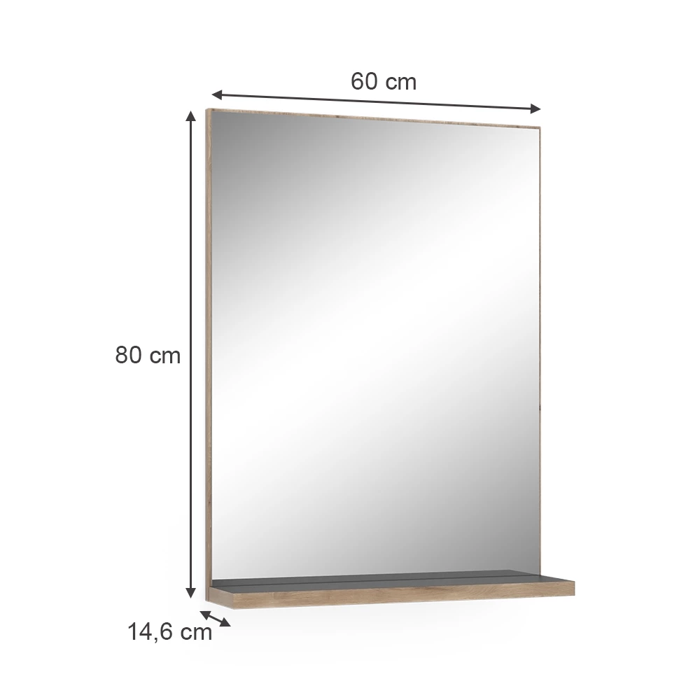 Vicco Badezimmerspiegel Anthrazit/Viking Oak 60 x 80 cm, Niko