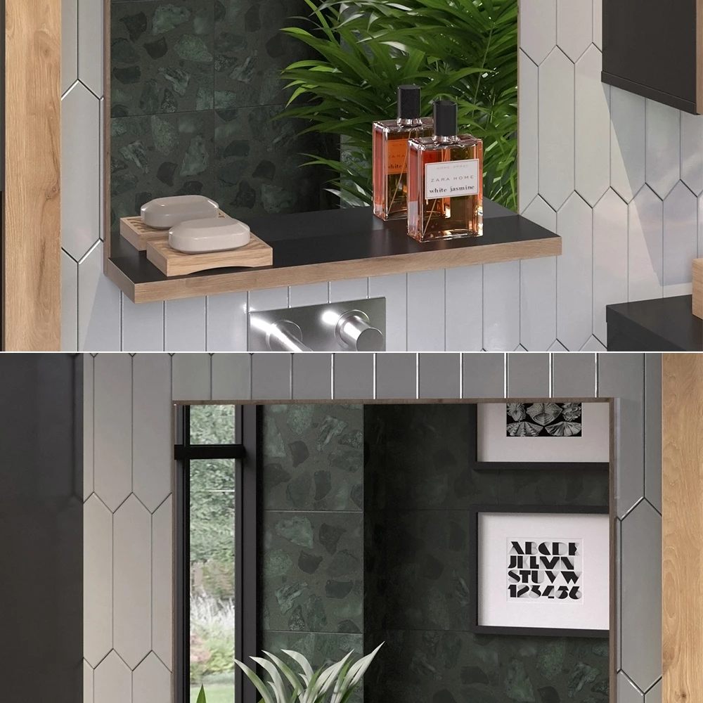 Vicco Badezimmerspiegel Anthrazit/Viking Oak 60 x 80 cm, Niko