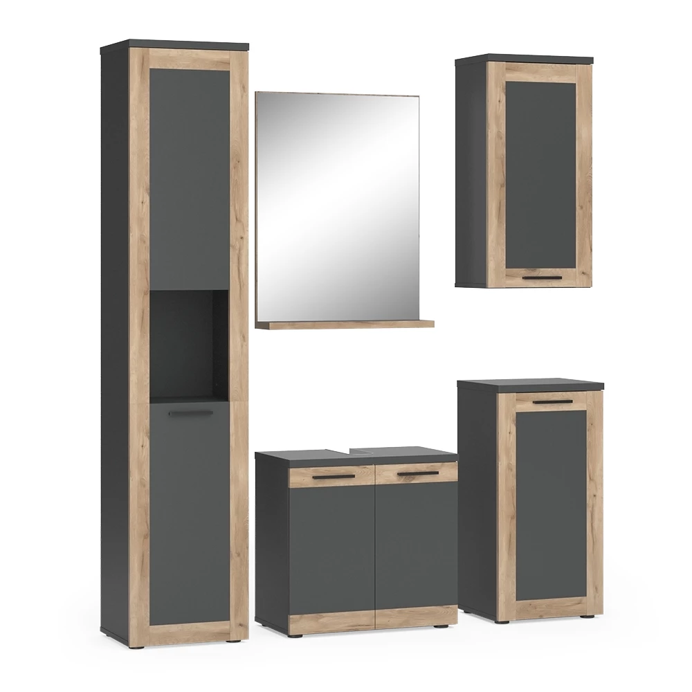 Vicco Badkamermeubelset Antraciet/Viking Eik Complete set, Niko