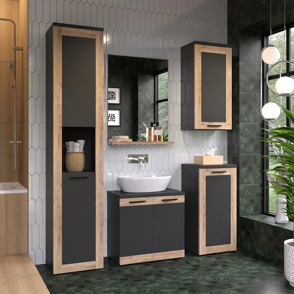 Vicco Badkamermeubelset Antraciet/Viking Eik Complete set, Niko
