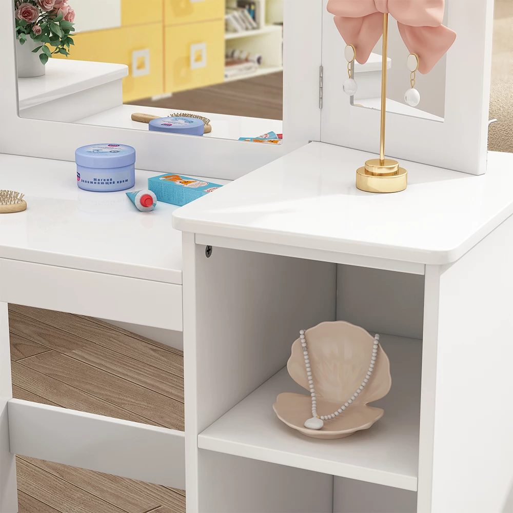 Vicco tavolo da trucco per bambini "Estella", Bianco, 105 x 118 cm Con specchio